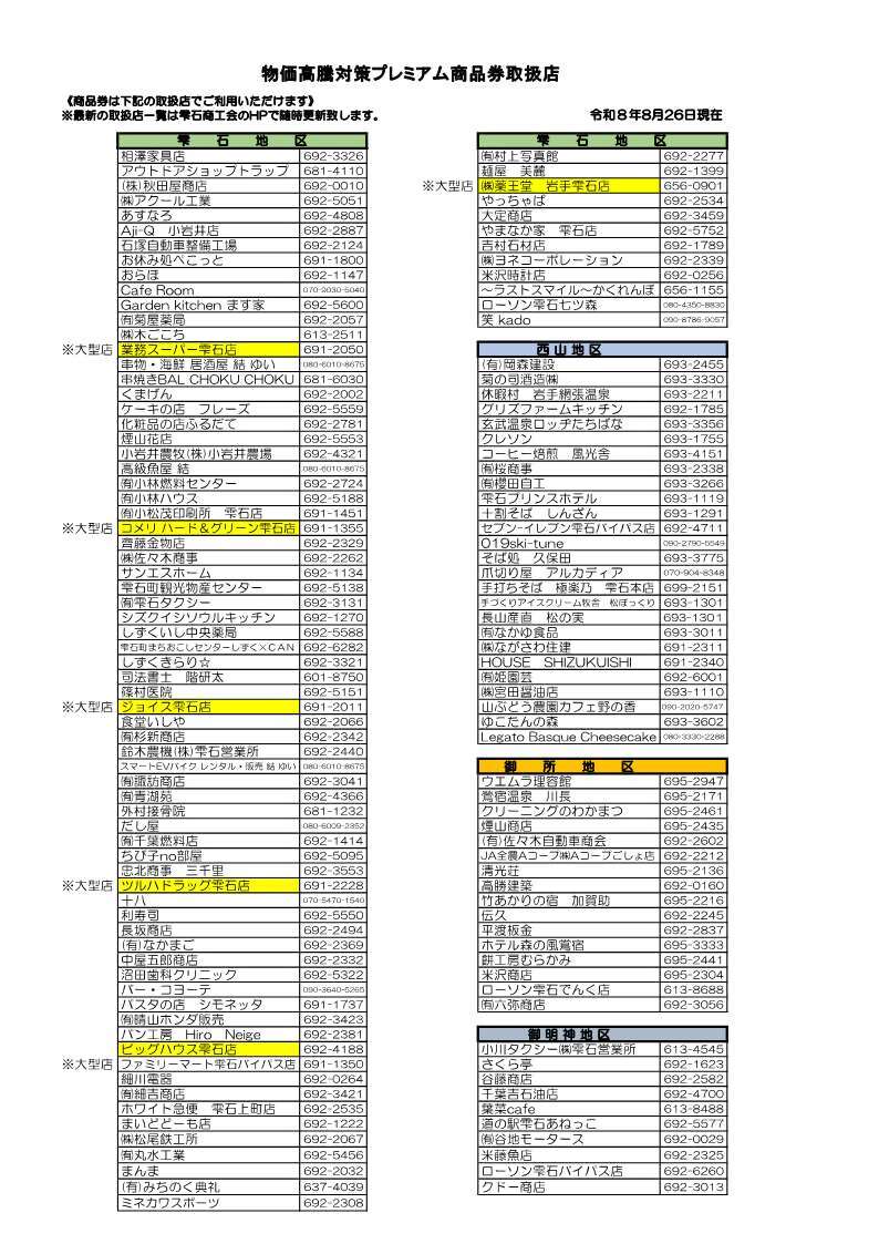 プレミアム商品券取扱店0826