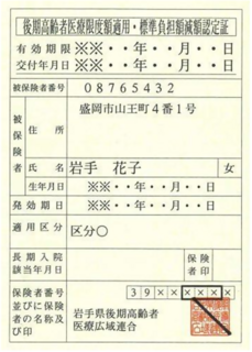後期高齢者医療制度 限度額適用認定証及び限度額適用・標準負担額減額